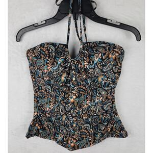 Tankini Halter Top M Swimming Bathing Tank Only Swimsuit Paisley Beach Cruise